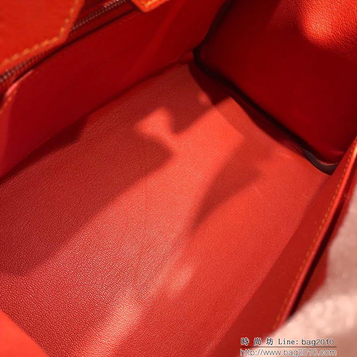 HERMES愛馬仕 鉑金包 Birkin30Cm Swift拼帆布 9J Feu 火焰橙 銀扣 頂級工藝 手縫蠟線 無敵限量版 古董包  Ama1604